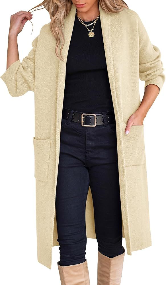 ANRABESS Women's Cardigan Long Sweater Oversized Open Front Knit Duster Coat 2024 Trendy Lady Fal... | Amazon (US)