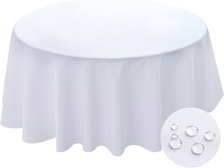 BYDOLL Table Cloth Round 60 Inch Tablecloth Fits Max50 Inch Diameter Top,White Washable Outdoor W... | Amazon (US)