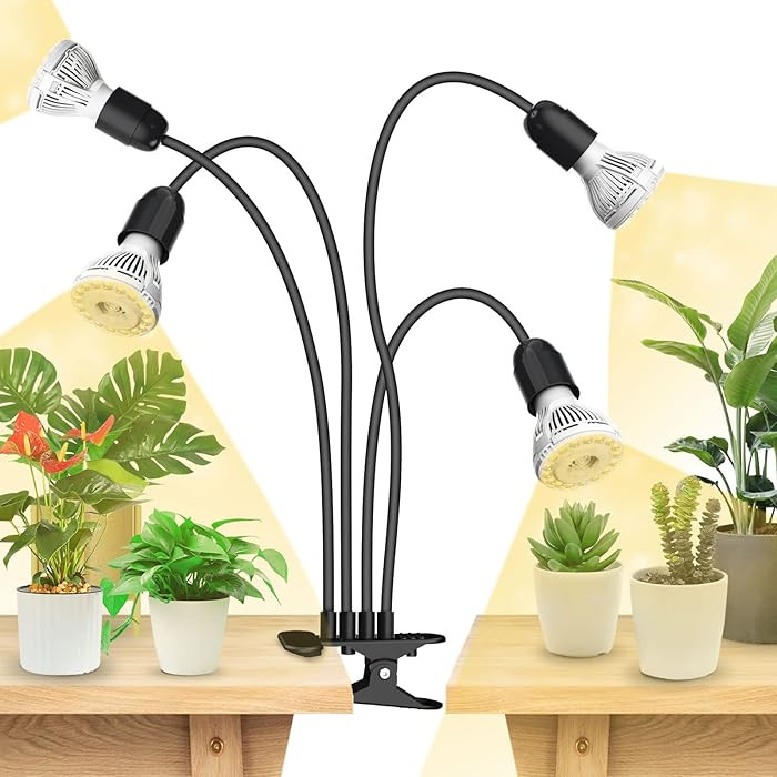 SANSI LED Grow Lights for Indoor Plants, 600W Full Spectrum Gooseneck Clamp Grow Lamp, 40W Power ... | Amazon (US)