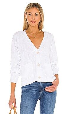 White + Warren Recycled Cotton Patch Pocket Cardigan in White from Revolve.com | Revolve Clothing (Global)