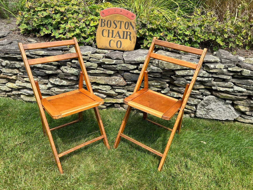 Pair of Antique Wood Folding Chair Shabby Cottage Wooden Folding Chairs Vintage Chairs Catering C... | Etsy (US)