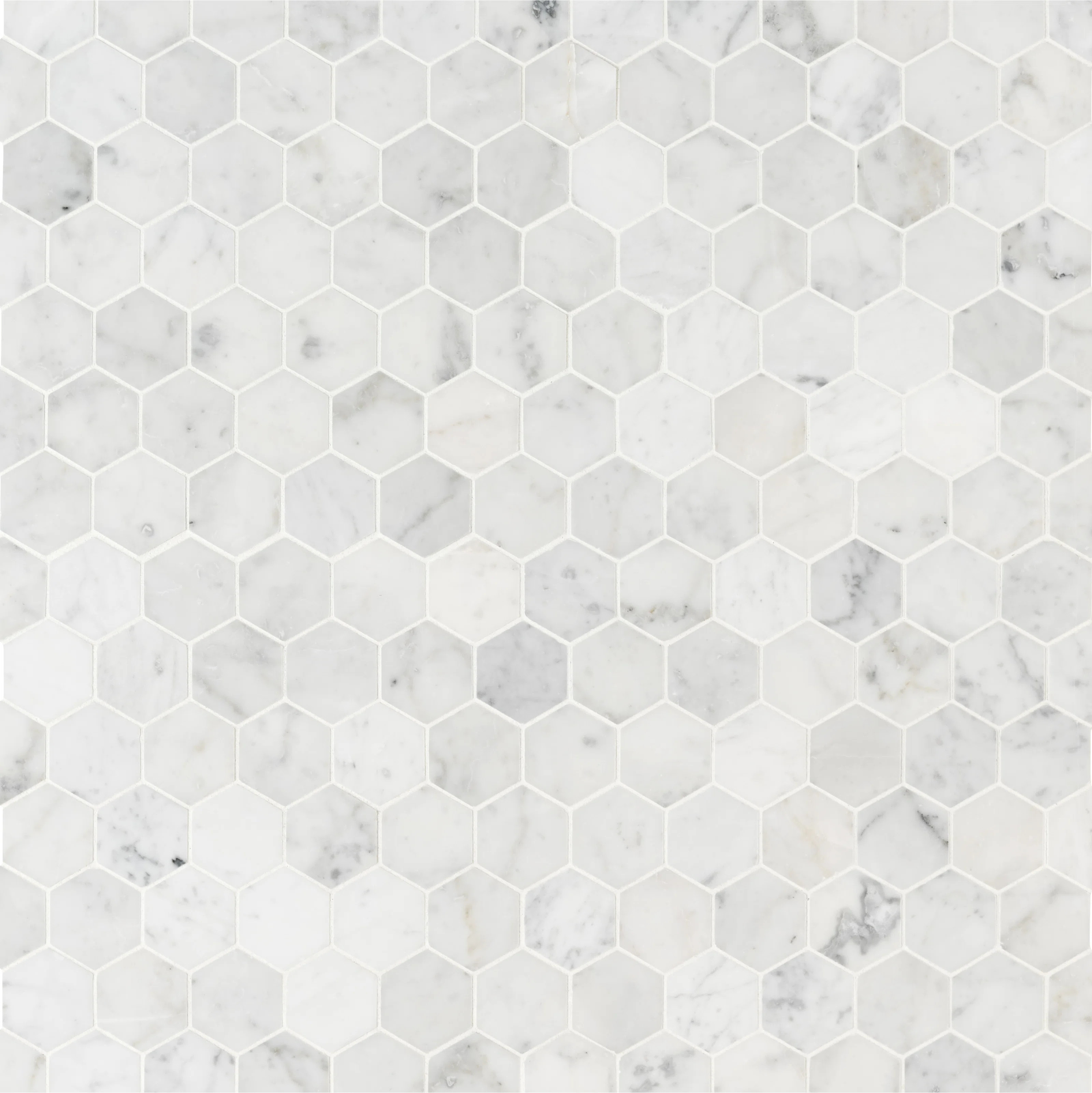 Carrara White Hexagon 12 in. x 12 in. Honed Marble Mosaic Floor and Wall Tile | Wayfair North America