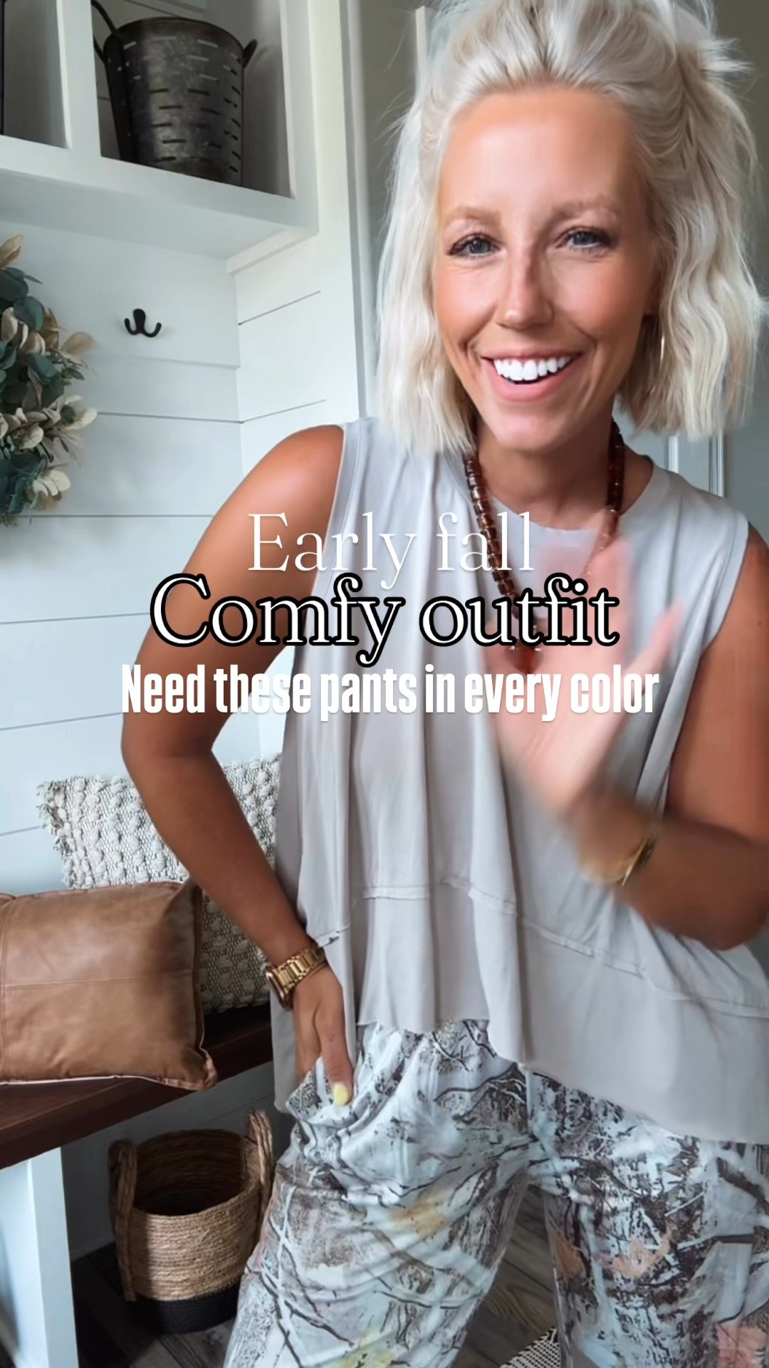 Early fall comfy OOTD!!!! These are the comfiest pants ever!!! They come in solid colors too!!!
⬇️⬇️⬇️
Tank medium (longer version)
Pants small

#LTKStyleTip #LTKFindsUnder50 #LTKSeasonal