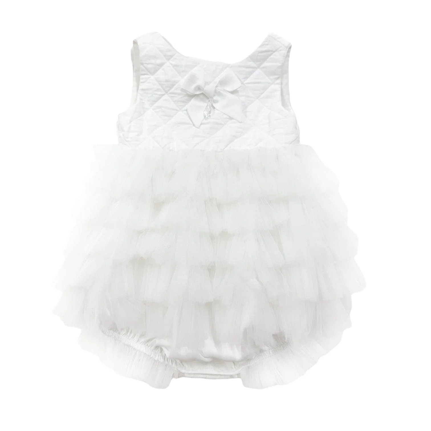 Poppy White Quilted Romper | petite maison kids