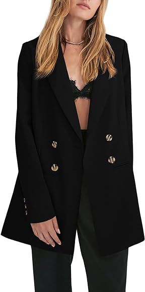Cicy Bell Women's Oversized Long Blazers Casual Double Breasted Work Office Blazer Jackets | Amazon (US)