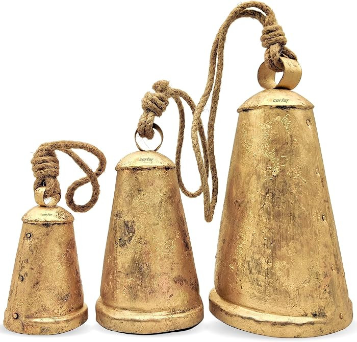 Shabby Chic Set of 3 Country Rustic Style Cone Bells Handmade Metal Harmony Christmas Hanging Dec... | Amazon (US)