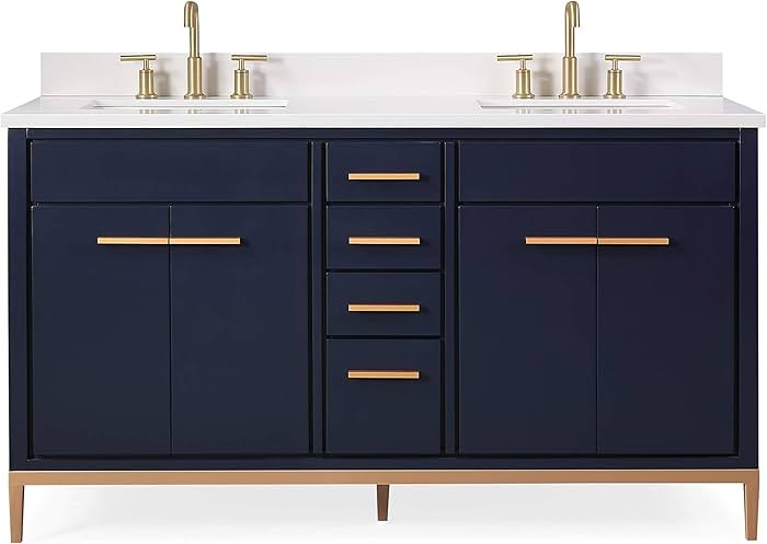 60" Beatrice Navy Blue Double Sink Modern Bathroom Vanity TB-9838-D60NB | Amazon (US)