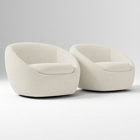 Cozy Swivel Chair, Performance Boucle, Oatmeal, Set of 2 | West Elm (US)
