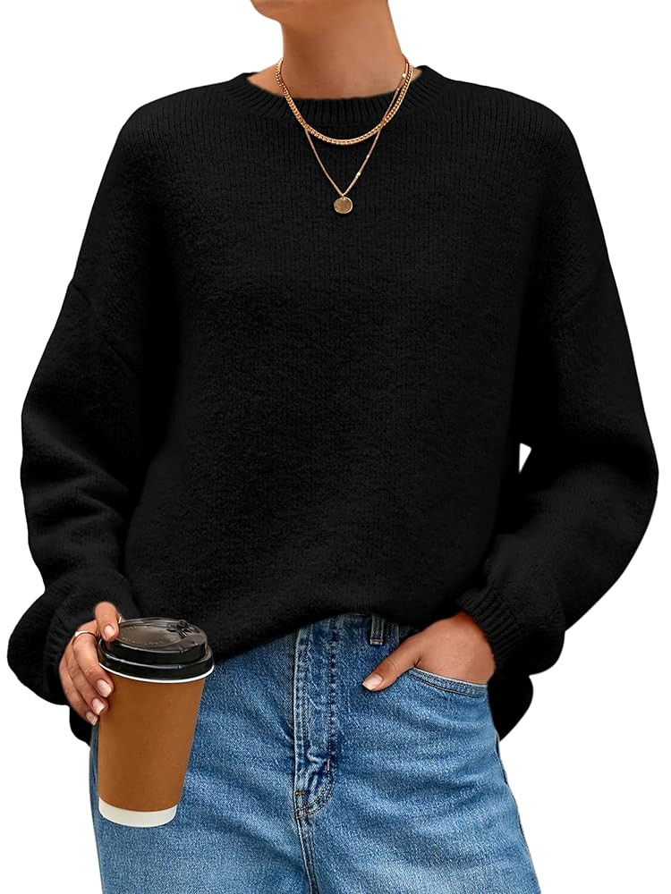 MASCOMODA Long Sleeve Crewneck Pullover Oversized Sweaters for Women Fall 2025 Casual Loose Fuzzy... | Amazon (US)