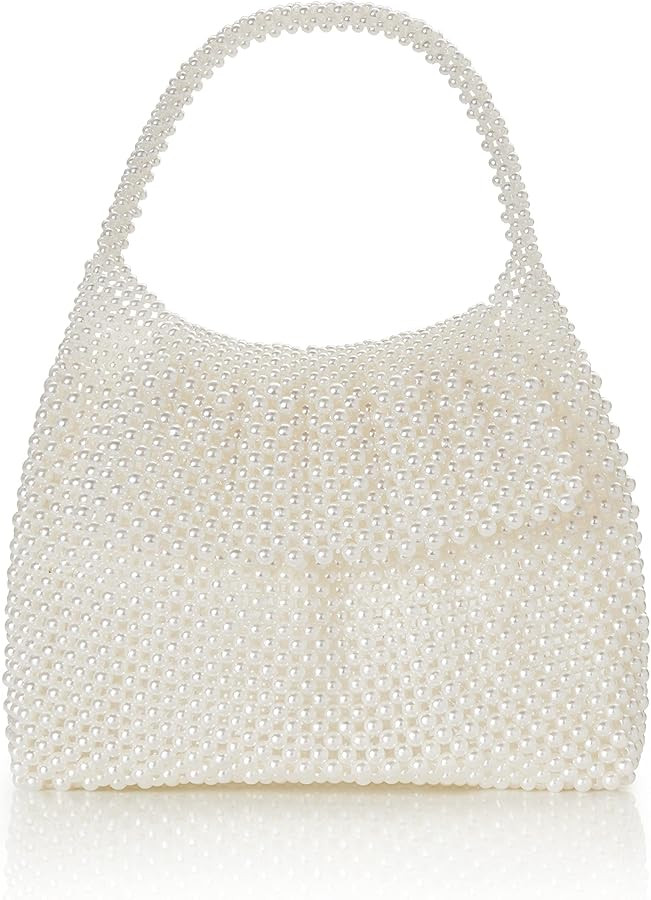 BABEYOND Women Pearl Clutch Purse - Bucket Beaded Bridal Evening Bag Formal Reticulated Bag with ... | Amazon (US)