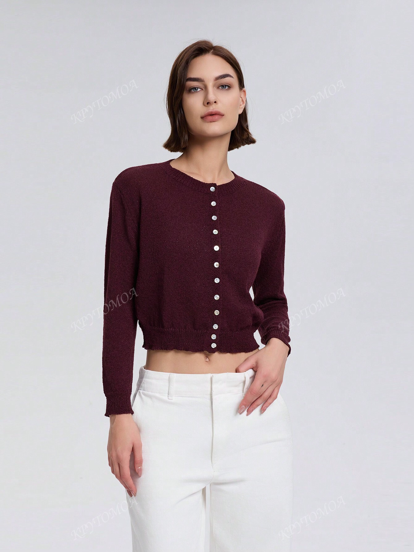 Women Simple Elegant Solid Color Button Front Cardigan For Autumn | SHEIN