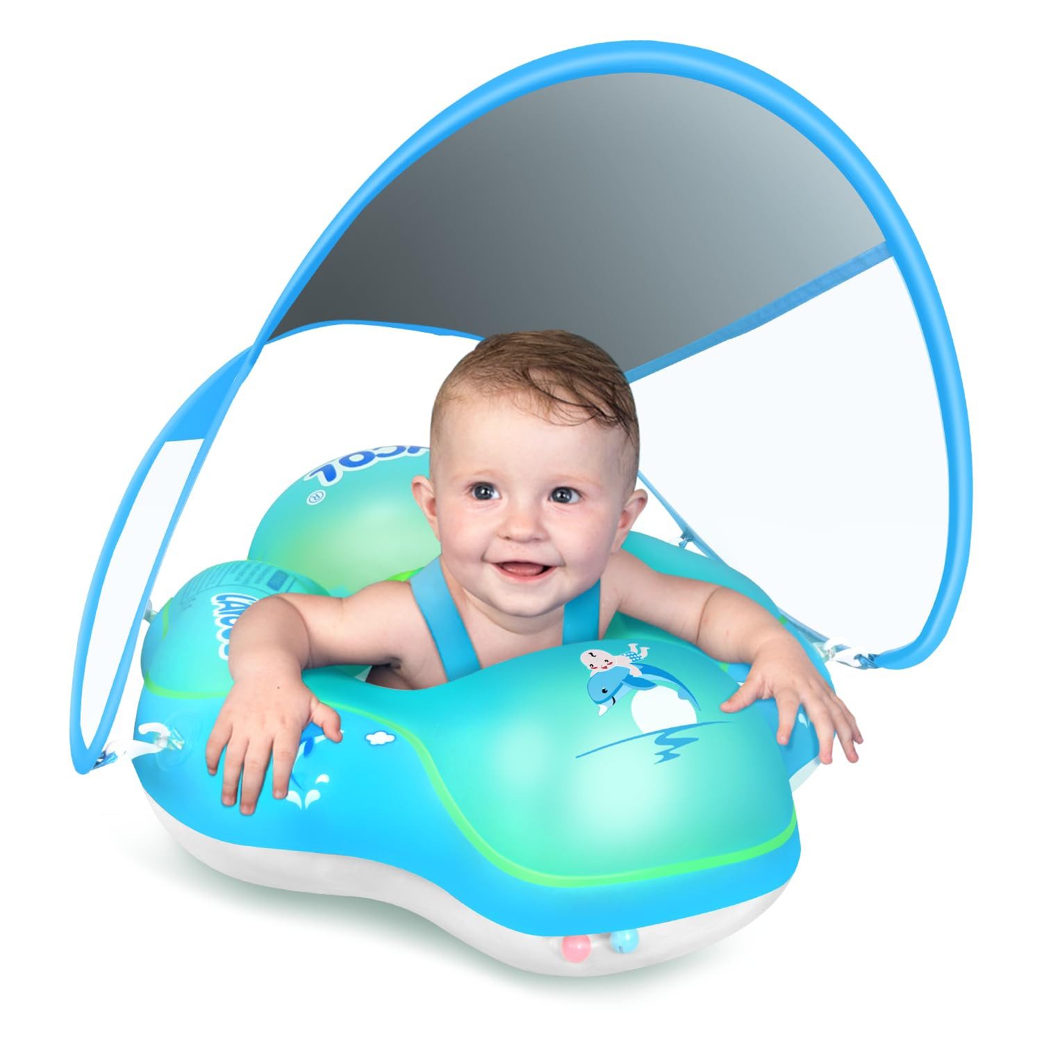 LAYCOL Baby Pool Float with Canopy UPF50+, 5 Point Safety Buckle No Flip Over, Inflatable Toddler Floaties Infant Pool Floats with Double Air Chambers, Baby Beach Essentials/Traval for 3-36M | Amazon (US)