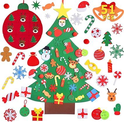 Max Fun DIY Felt Christmas Tree Set Plus Tic-Tac-Toe Game Xmas Wall Hanging Decorations Children'... | Amazon (US)
