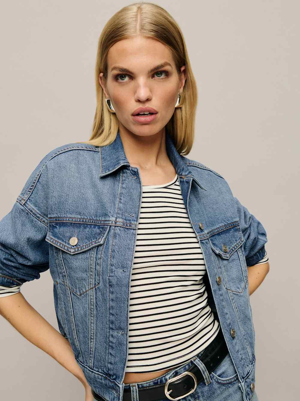 Rhodes Lived-in Denim Jacket | Reformation (Global)