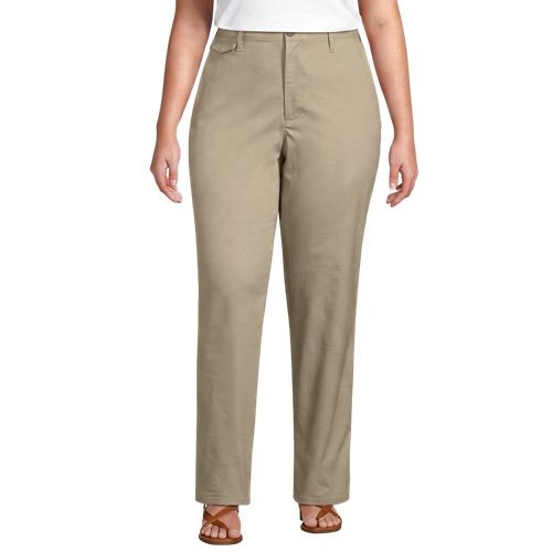 Women's Knockabout Chino High Rise Straight Leg Pants - Lands' End - Brown - 4 | Lands' End (US)