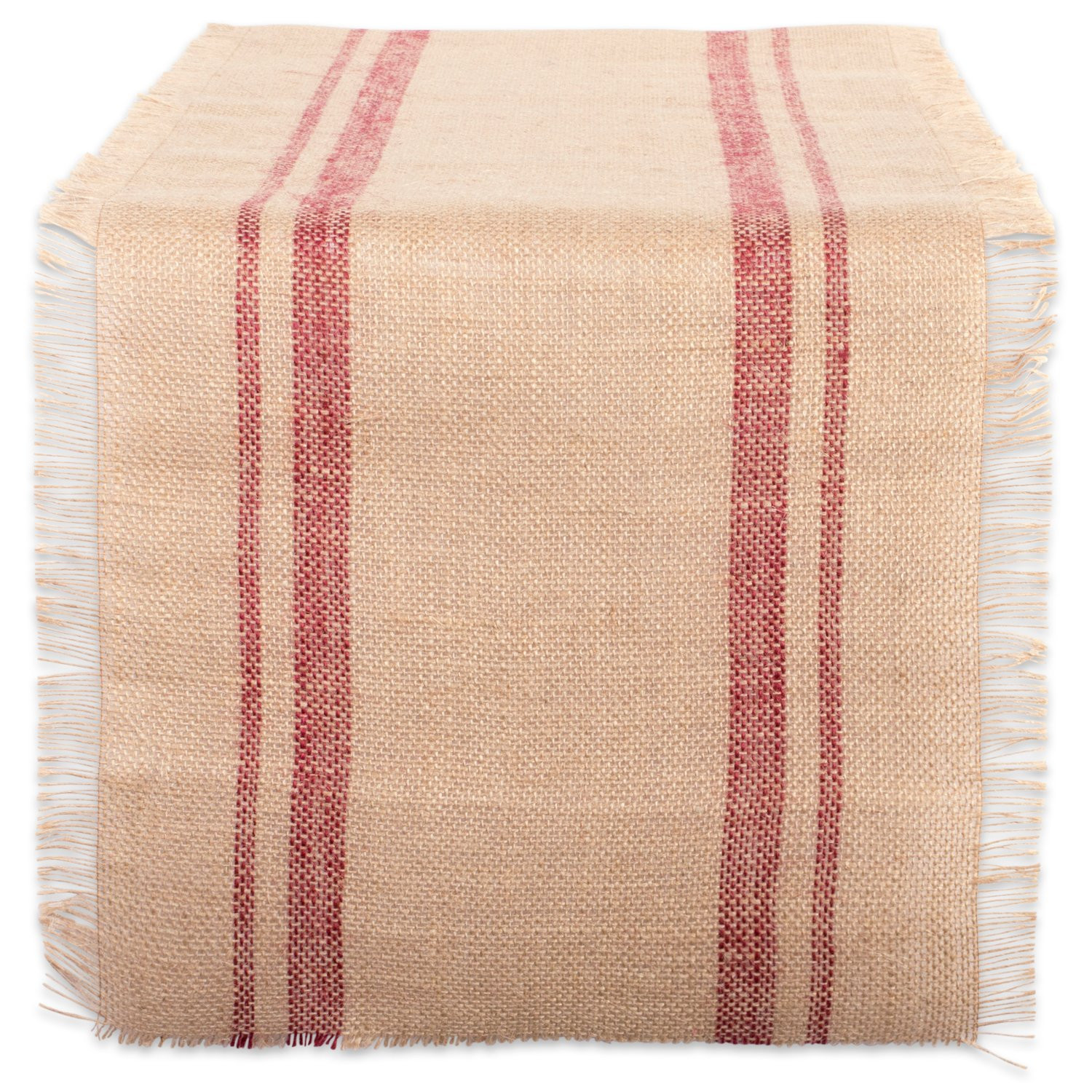 DII Jute Burlap Collection Kitchen Tabletop, Table Runner, 14x108, Double Border Barn Red | Amazon (US)