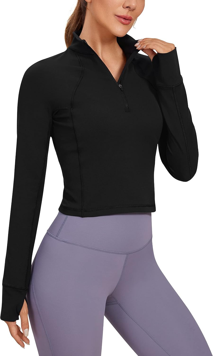 CRZ YOGA Butterluxe Half Zip Crop Top | Amazon (UK)