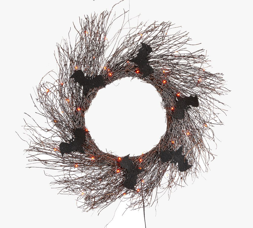 Faux Lit Black Twig Wreath | Pottery Barn (US)