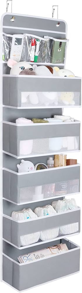 Univivi Over Door Hanging Organizer Storage with 5 Large Pockets and 3 Small PVC Pockets for Cosm... | Amazon (US)