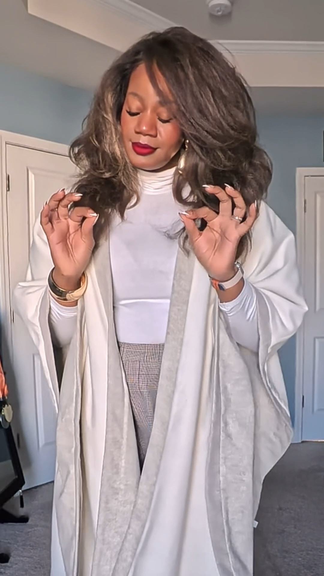 Elevate your winter wardrobe with this effortless layered look. This JLUXLABEL wrap is the perfect weight for staying cozy while looking polished. I’ve styled it with a staple Amazon turtleneck and wide-leg slacks from a Fashion Nova set.

Outfit Details:
• Wrap: JLUXE LABEL (One size)
• Turtleneck: Amazon Fashion (Size: L)
• Slacks: Fashion Nova (Part of a 2-piece set)
• Boots: My go-to daily pair!

#LTKOver40 #LTKMidsize #LTKootd