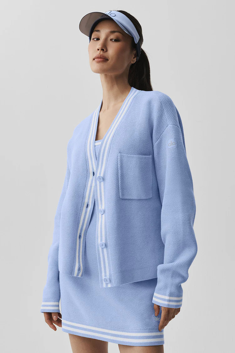 Tennis Club Sweater Knit Cardigan - Black/Ivory | Alo Yoga (US)