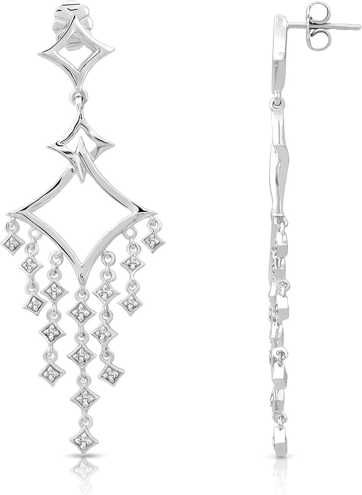 Sterling Silver Diamond Chandelier Drop and Dangle Earrings (1/5 cttw, I-J Color, I2-I3 Clarity) | Amazon (US)