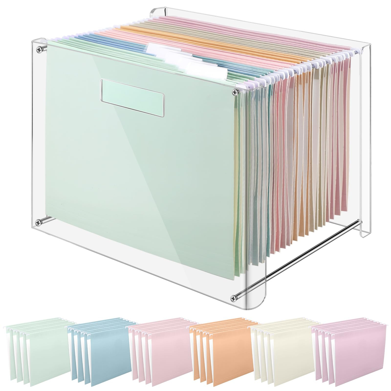 24 Hanging File Folder with Acrylic Organizer for Letter/a4 Size Desktop Clear File Storage Box w... | Amazon (US)