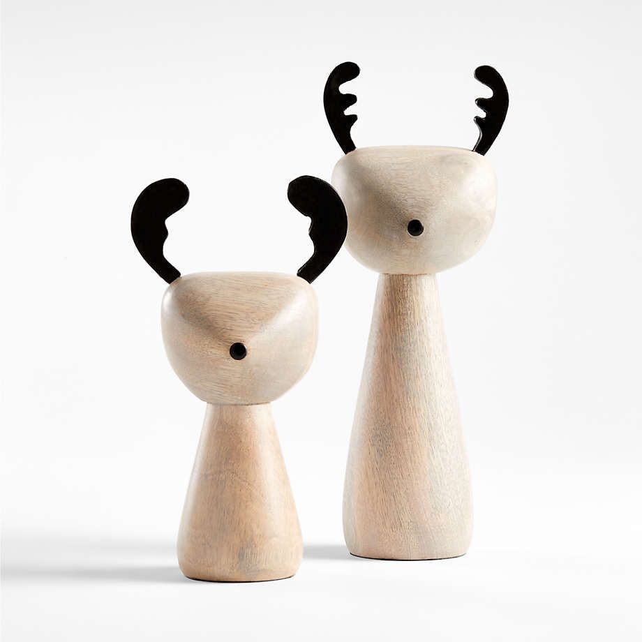 11" Wooden Reindeer Decoration + Reviews | Crate & Barrel | Crate & Barrel