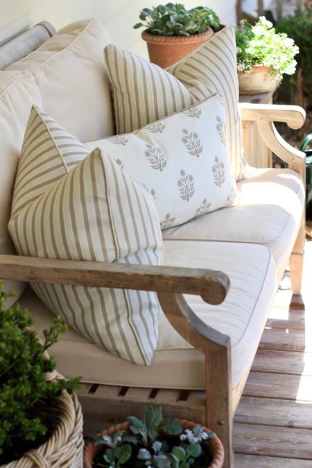 Outdoor collection from JSH home Essentials just launched! 

Striped outdoor pillows, block print outdoor pillows, gardening 

#LTKhome #LTKSeasonal