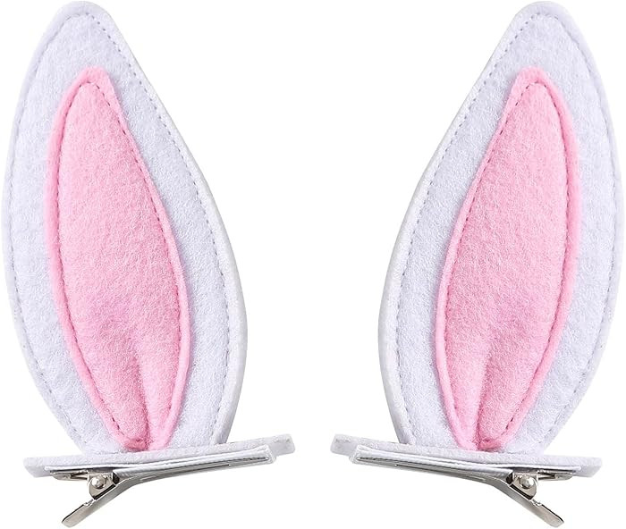 JiaDuo Bunny Ears Hair Clips Toddler Girls Women Easter Halloween Rabbit Hair Accessories White | Amazon (US)