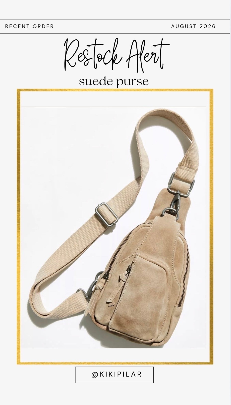 Restock alert
My favorite suede along bag is back!
Free people under $100
Neutral bag
Suede bag
Small purse 
Sling purse

#LTKTravel #LTKWorkwear