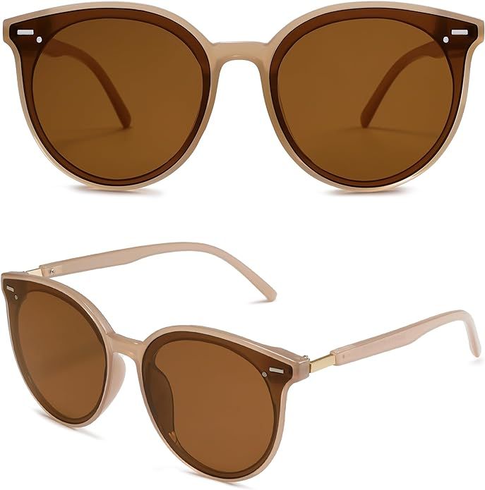 SOJOS Sunglasses Womens Trendy 2024 Classic Round Retro Vintage Shades Large Frame Sunnies SJ2067 | Amazon (US)