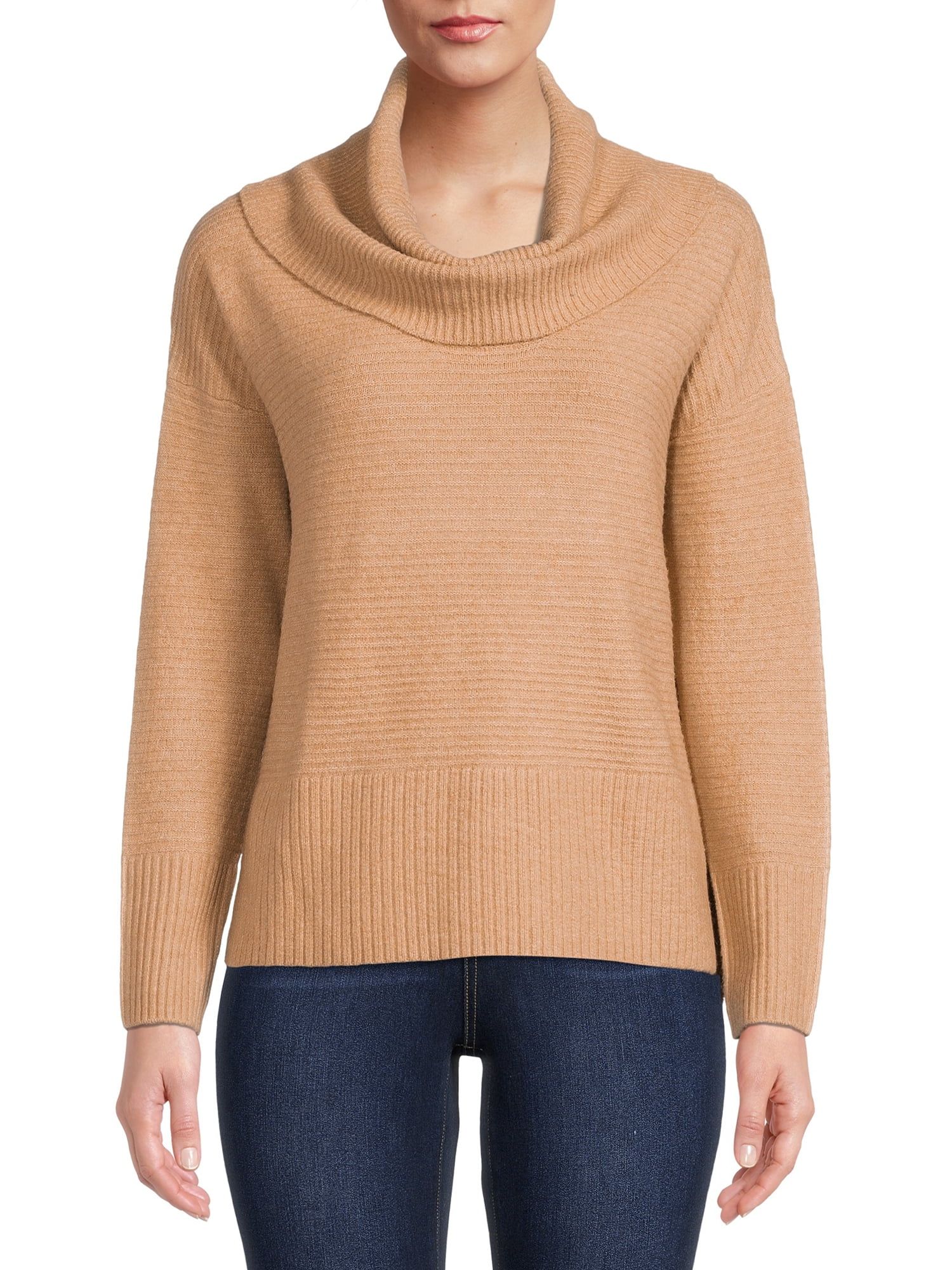 Time and Tru Women’s Long Sleeve Cowl Neck Sweater - Walmart.com | Walmart (US)