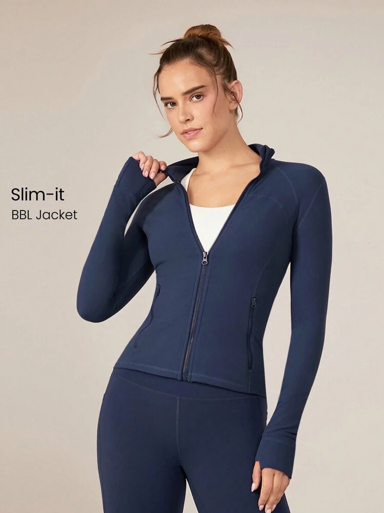 GLOWMODE FeatherFit™ Slim-It Streamline Performance Secure Pockets Zip Up Long Sleeve Jacket Low Impact Yoga Daily Fall | SHEIN