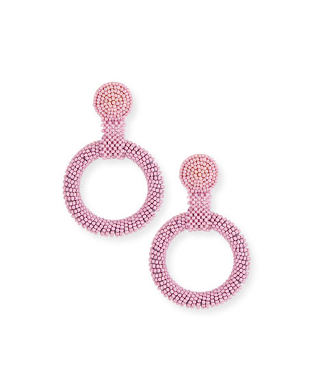 Kenneth Jay Lane Gypsy Hoop Drop Earrings, Mauve | Neiman Marcus
