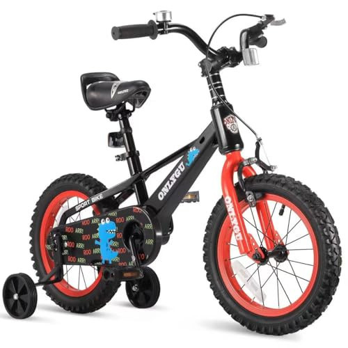 ONLYGU Stylish Kids Bike for Ages 3-5 - Easy Assembly Safe & Stable Ride, 14 Inch Wheels, Vibrant Colors, Includes Training Wheels | Amazon (US)