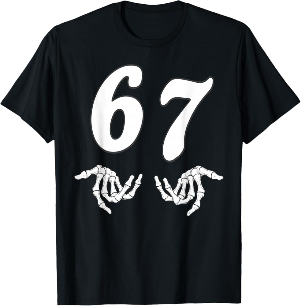 Funny Six Seven 6 7 Meme 67 Skeleton Hand Halloween Costume T-Shirt | Amazon (US)