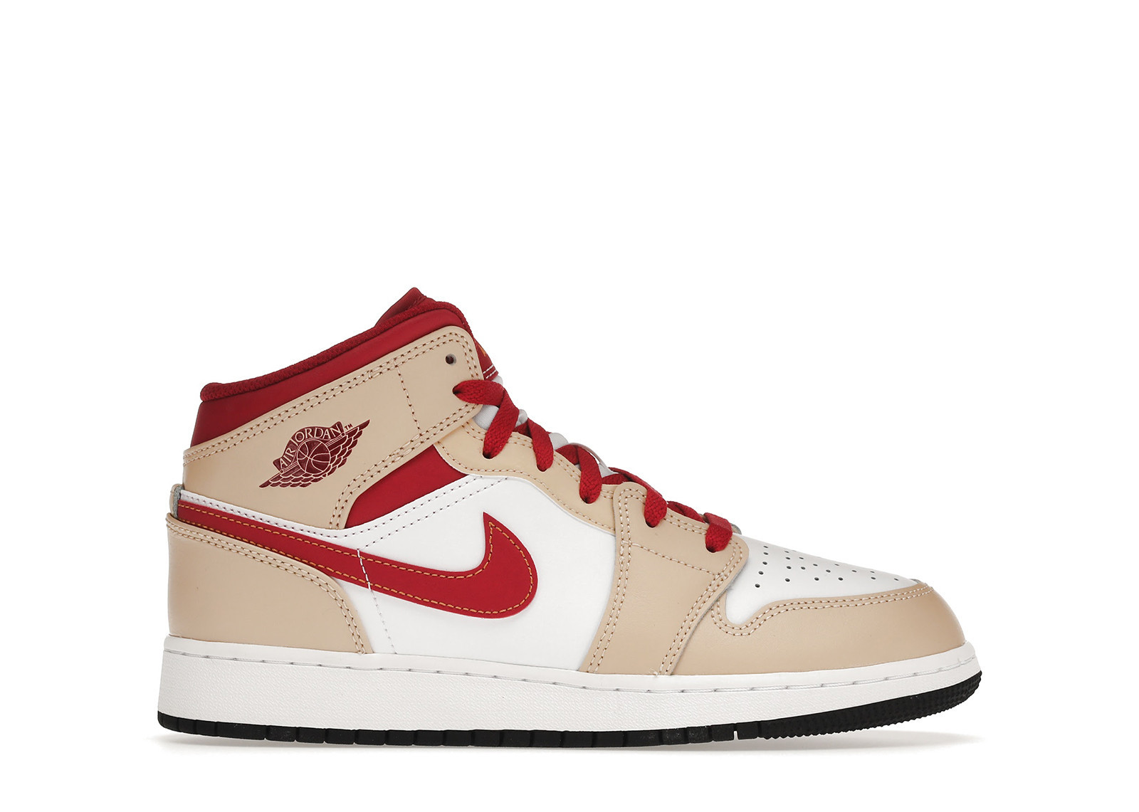 Jordan 1 Mid Light Curry Cardinal Sneakers in White Onyx/Cardinal Red | StockX