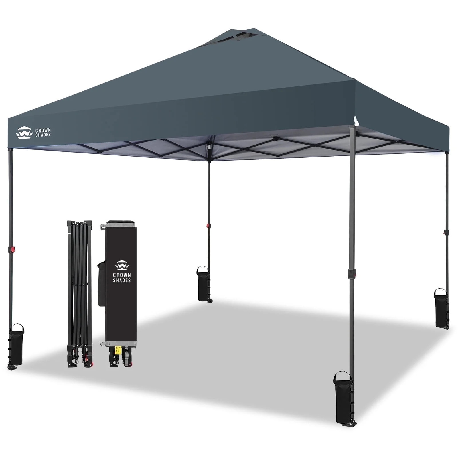 CROWN SHADES 10x10 Pop Up Canopy Patented Center Lock One Push Instant Outdoor Canopy Tent Grey | Walmart (US)