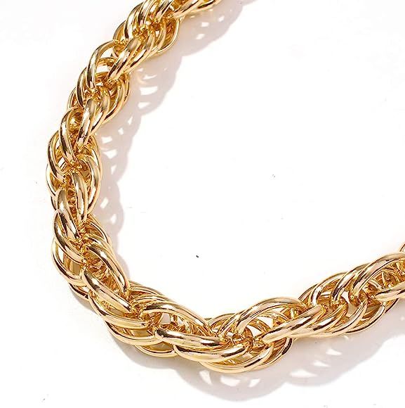 Gold Silver Tone Chain Choker Gold Tone Statement Heavy Chain Choker Necklace Chunky Knots Neckla... | Amazon (US)