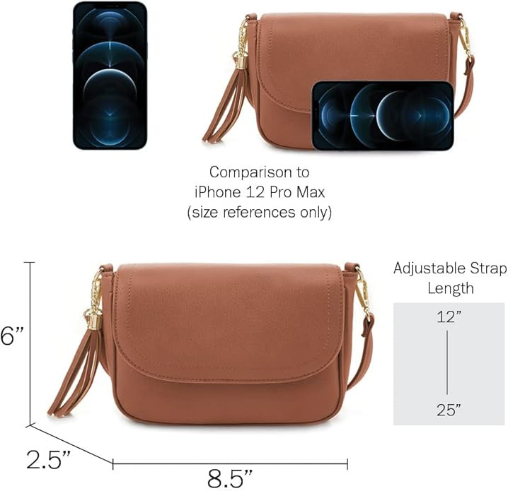 EVVE Small Crossbody Bags for Women Trendy Flap Saddle Purses with Tassel Vegan leather Shoulder ... | Amazon (US)