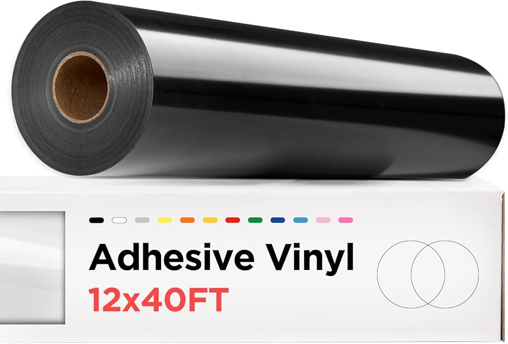 Black Permanent Vinyl, Black Vinyl for Cricut - 12" x 40 FT Black Adhesive Vinyl Roll for Cricut,... | Amazon (US)