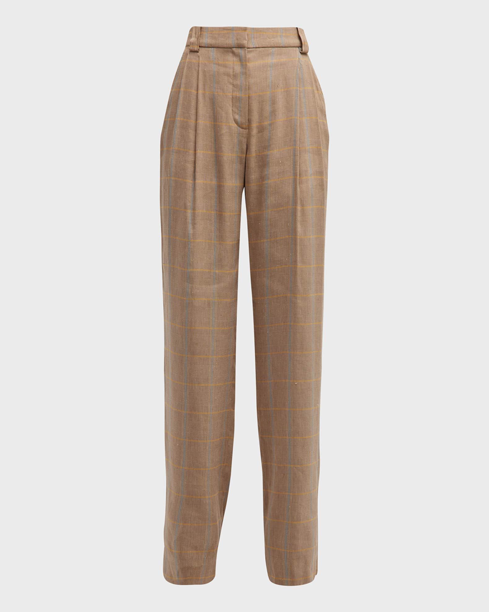 Fynn Plaid Straight-Leg Pants | Neiman Marcus