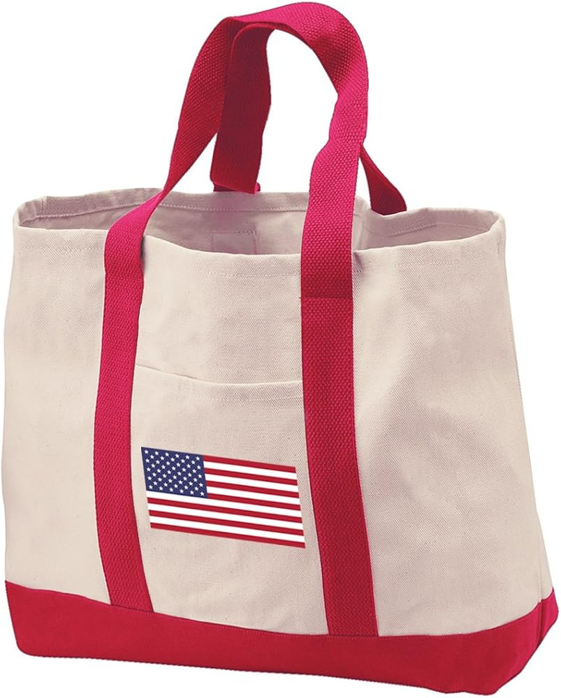 USA Flag Tote Bag CANVAS American Flag Totes Shopping Travel Beach or Pool BROAD | Amazon (US)