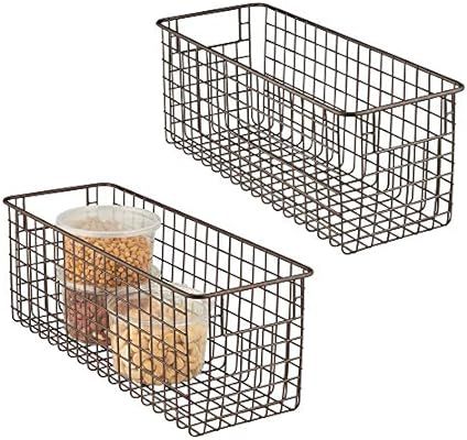 mDesign Narrow Farmhouse Decor Metal Wire Food Storage Organizer Bin Basket with Handles for Kitc... | Amazon (US)