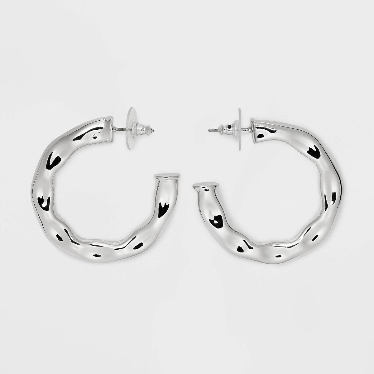 Hammered Tube Hoop Earrings - Universal Thread™ Silver | Target