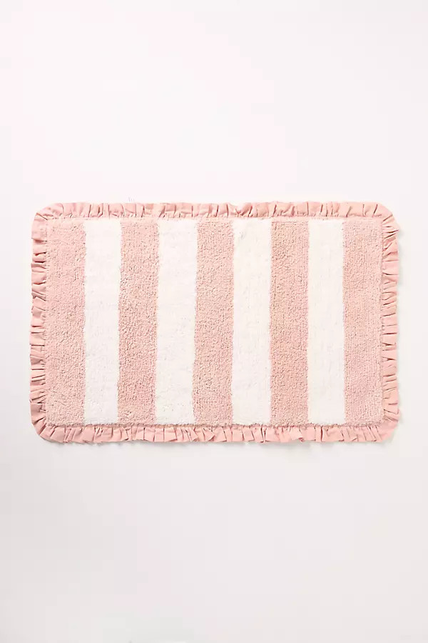 Maeve Ruffled Stripe Tufted Bath Mat | Anthropologie (UK)