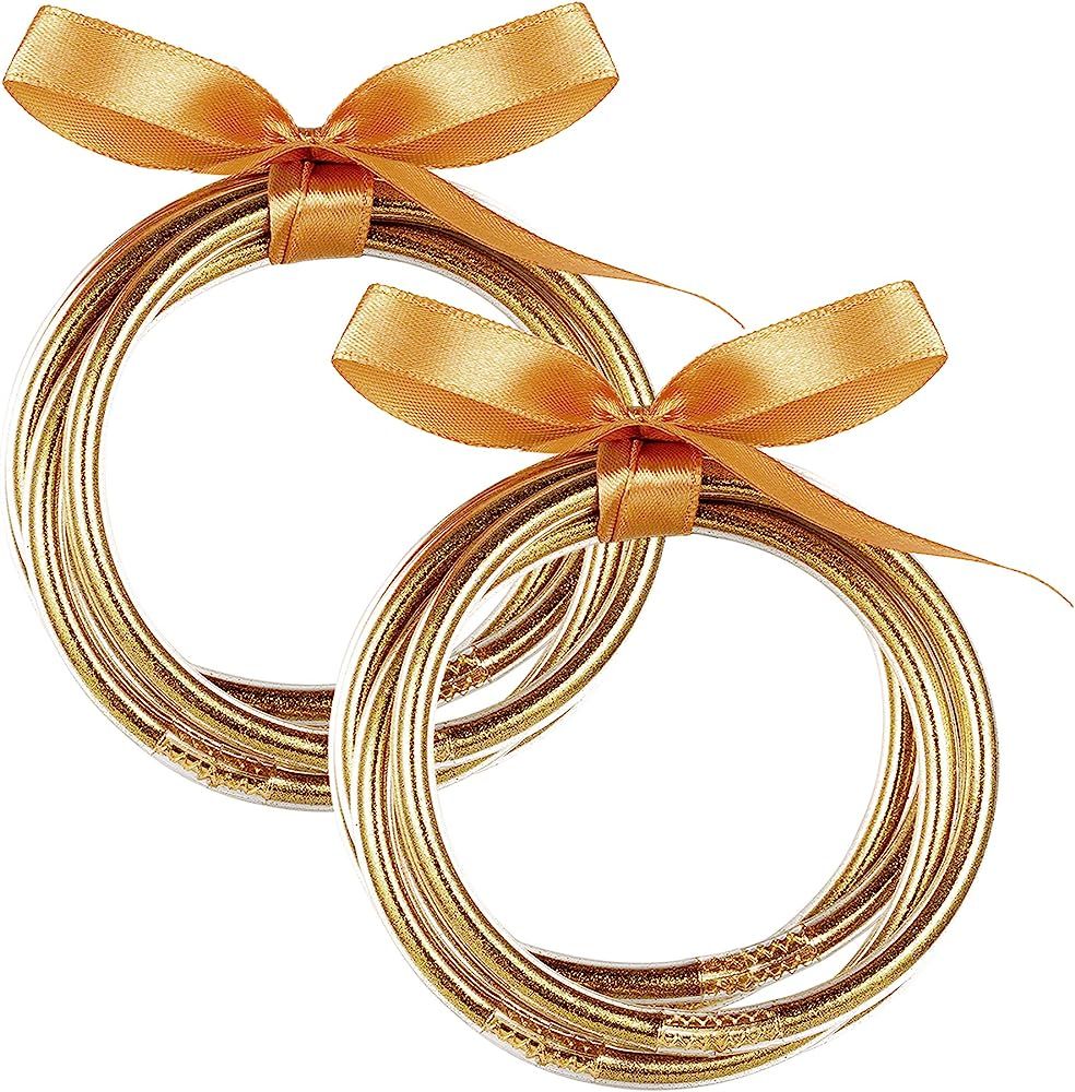 Thunaraz Gold Sliver Glitter Jelly Bangle Bracelet Set for Women Men Waterproof Resin Plastic Bra... | Amazon (US)