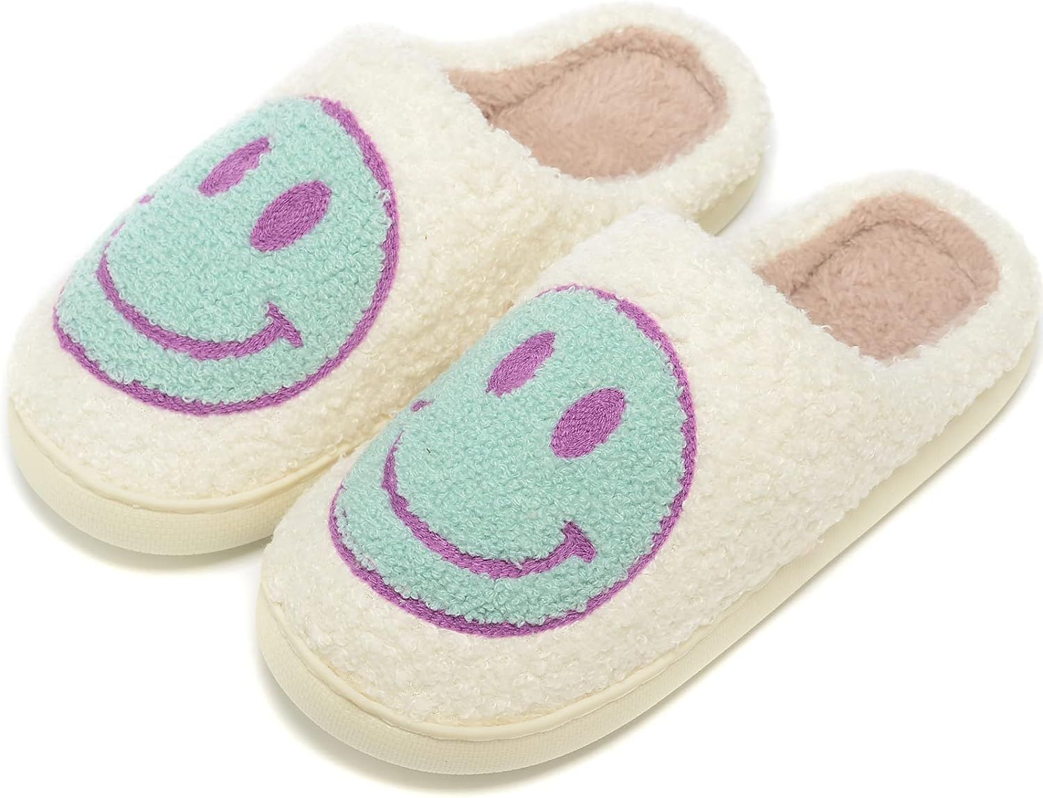 Retro Fuzzy Face Slippers for Women Men, Retro Soft Fluffy Warm Home Non-Slip Couple Style Casual... | Amazon (US)