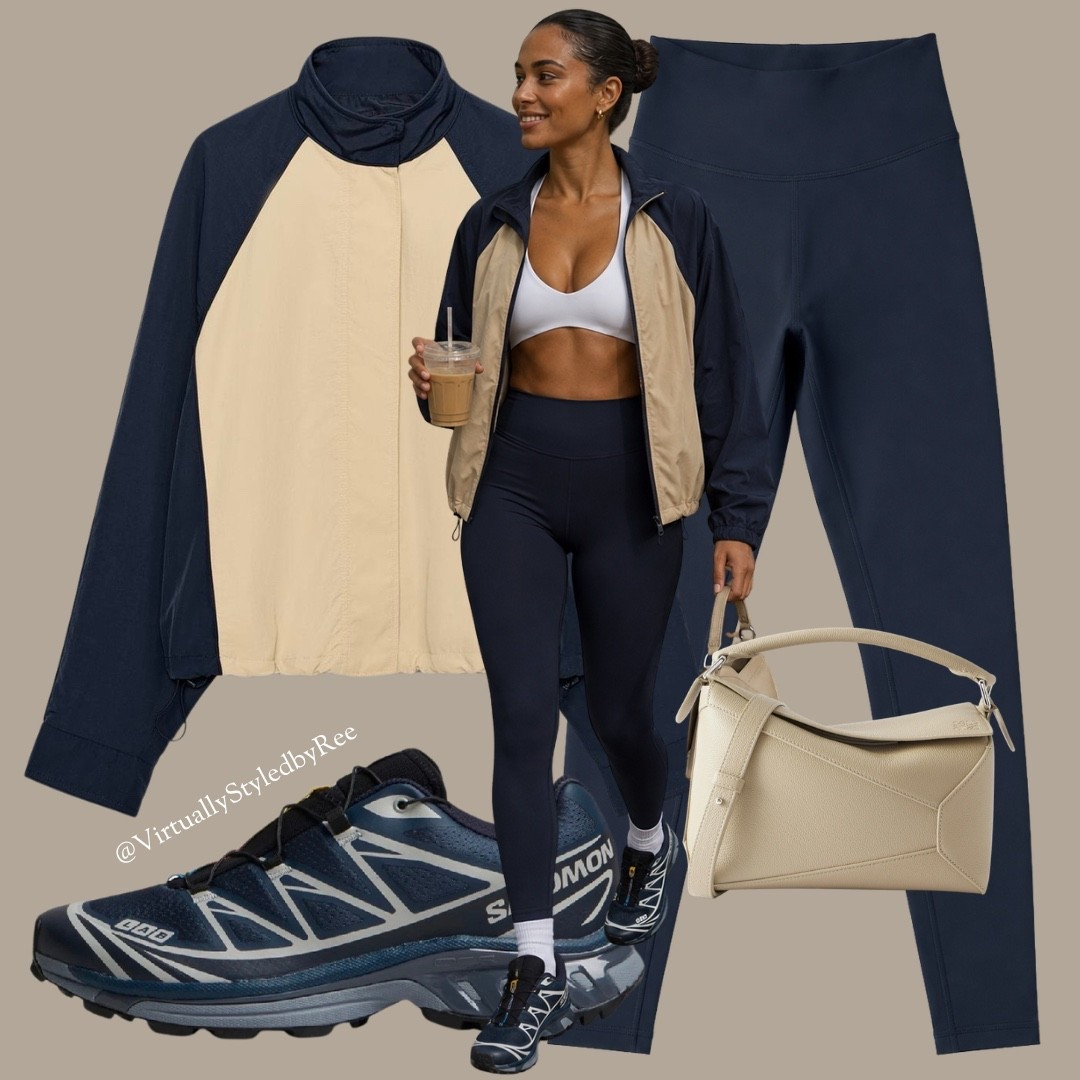 Errands uniform activated ☕🏃🏾‍♀️

Currently obsessed with this colour-blocked jacket, the navy + tan combo is unmatched and it’s giving effortless off duty energy. Paired it with high waisted navy Oner Active leggings, a simple white sports bra, and Salomons for that street meets trail vibe.

#LTKuk #LTKeurope #LTKautumn